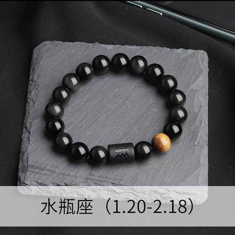 Wholesale Twelve Constellations Natural Stone Elastic Bracelet
